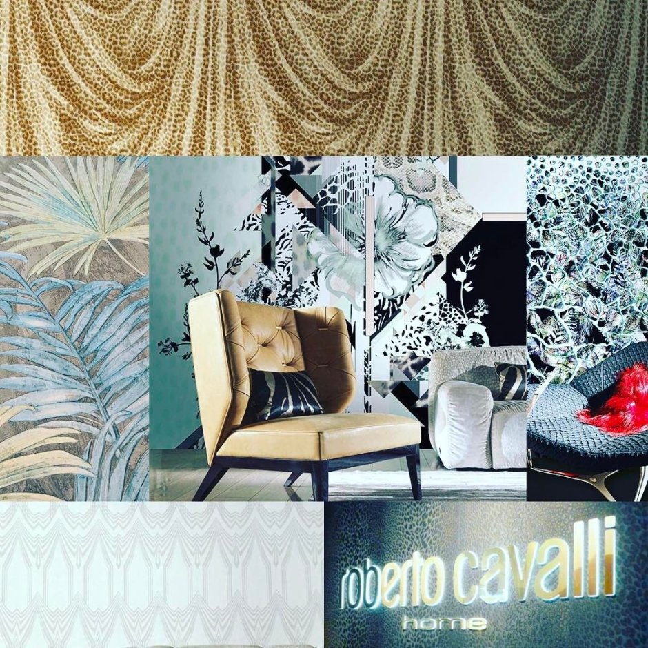 Обои дизайнера Роберто Кавалли цветочные