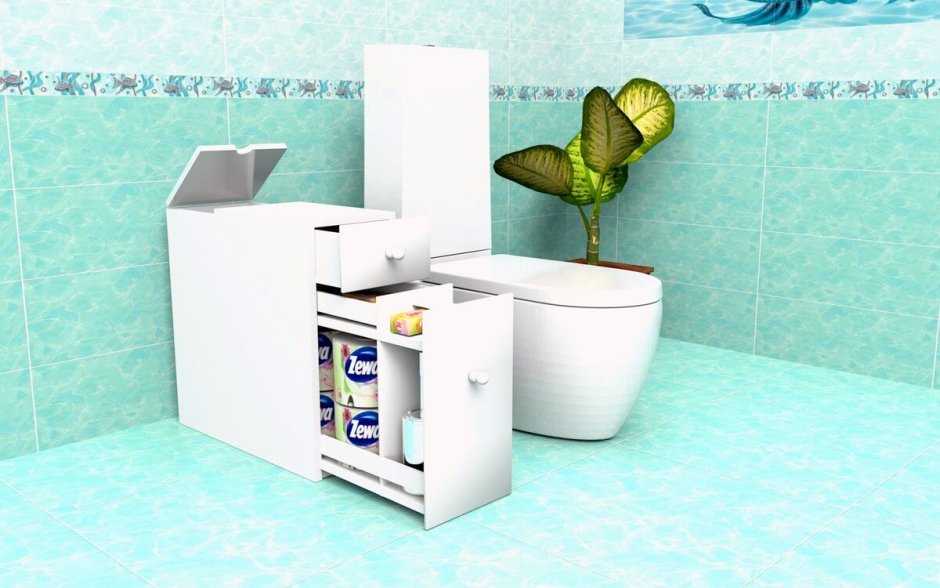 Стеллаж в маленьком туалете