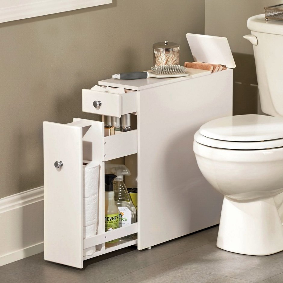 Узкий шкафчик в туалет