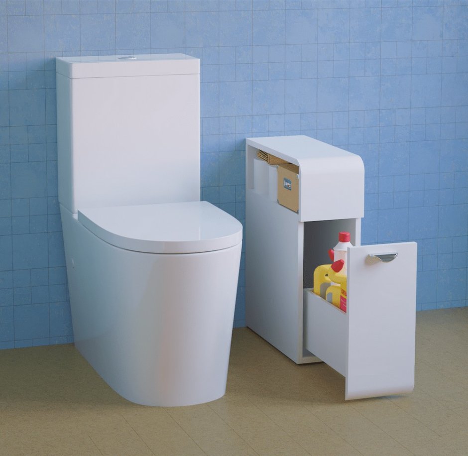 Шкафчик в туалет напольный узкий