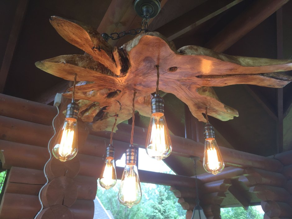Самодельные люстры из дерева