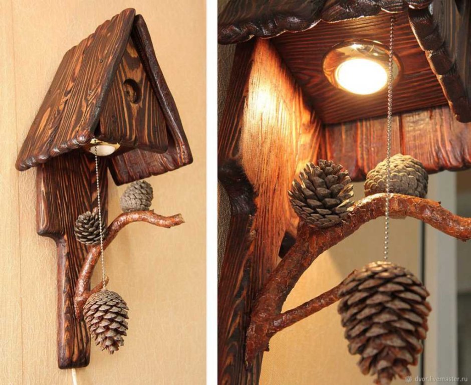 Люстра из дерева под старину