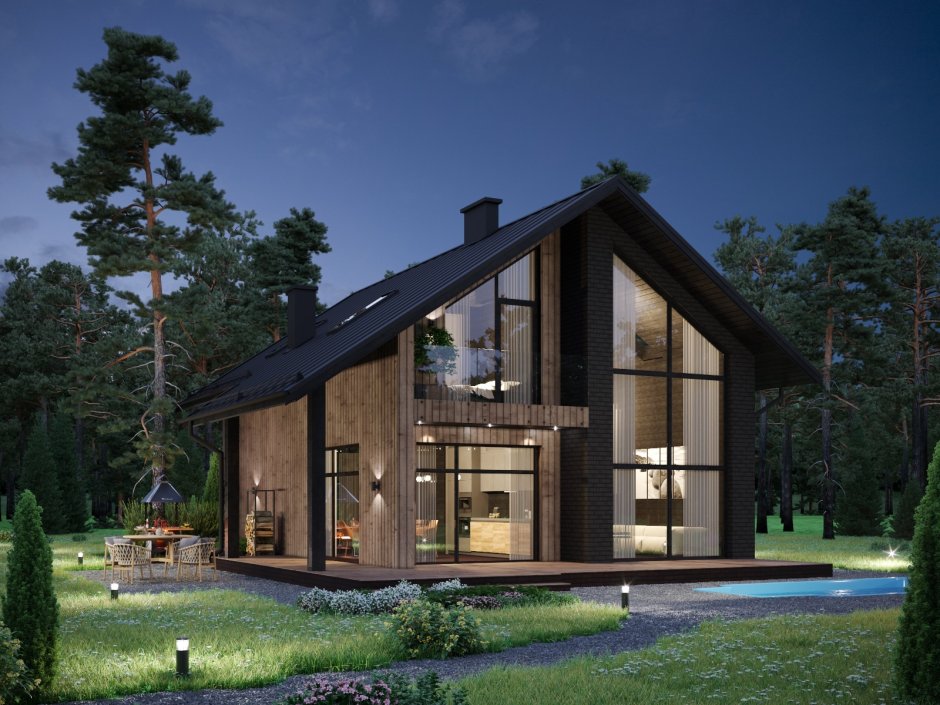 Кирпичный дом 150 кв.м с панорамными окнами