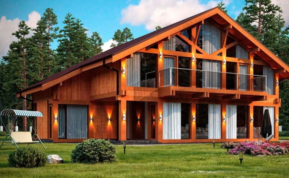 Дом из бруса фахверк