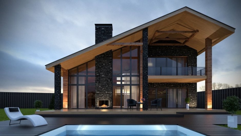 Современный коттедж с панорамными окнами