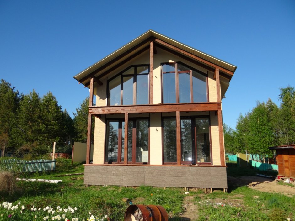 Каркасный дом с панорамными окнами