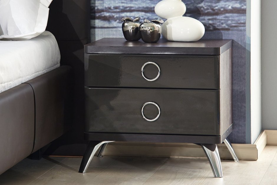 Прикроватная тумба Crystal Enza Home белый/черный