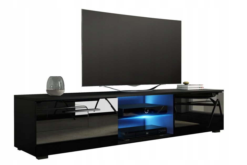 Тумба RTV 150см черный мат черный глянец