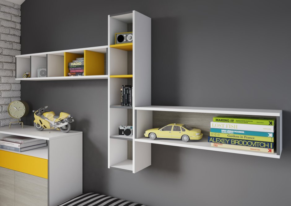 Дизайнерские полки на всю стену
