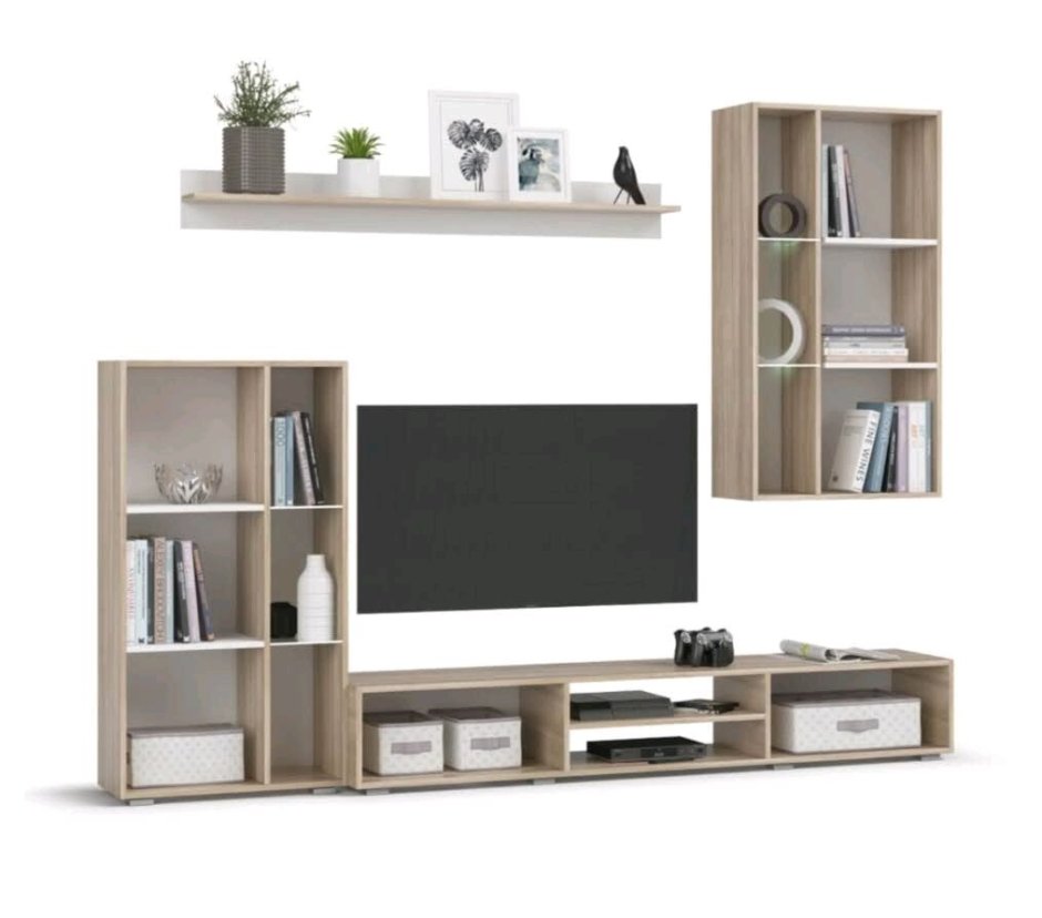 Стенка Lux сонома, белый снег