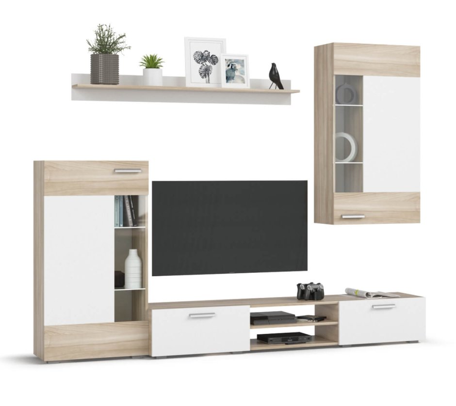 Стенка Lux 235 сонома+белый снег