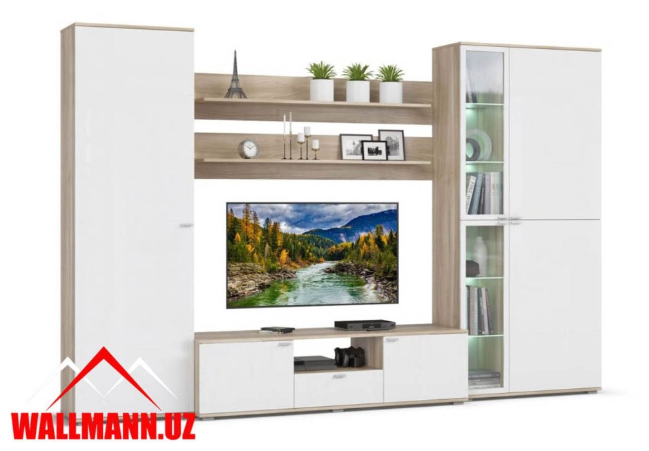 Стенка Прага сонома белый снег