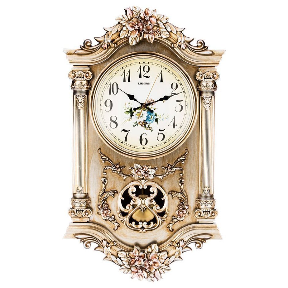 Часы настенные кварцевые с маятником 38*11,5*65 см., диаметр 23 см., Lefard