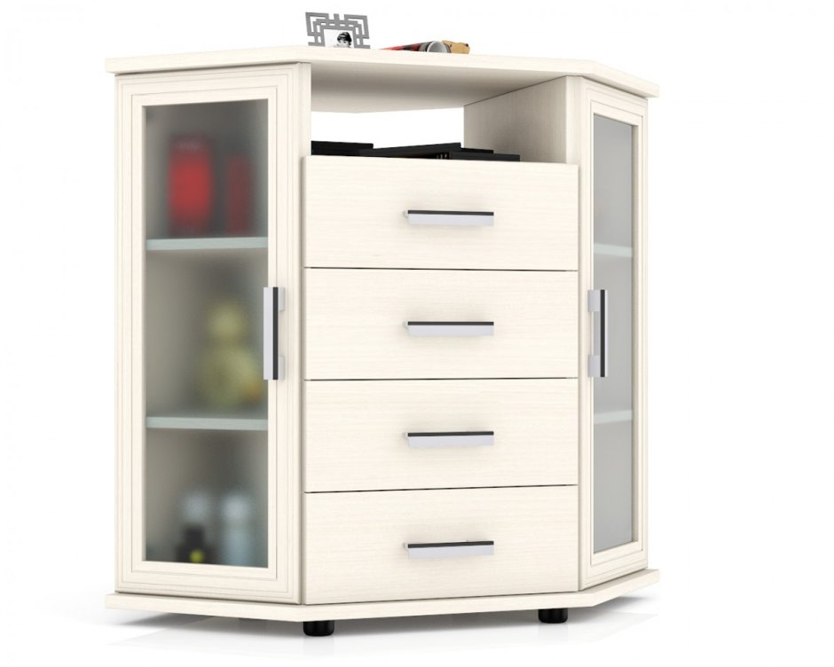 Комод угловой двери со стеклом с-МД-к14д