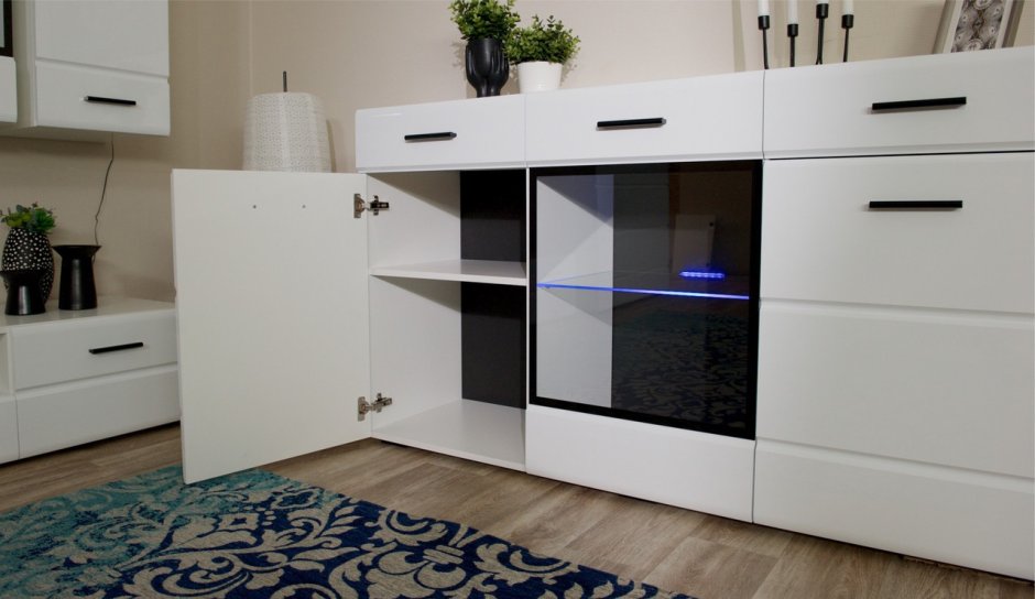 Система Йорк комод 2д1в2ящ белый жемчуг/белый глянец