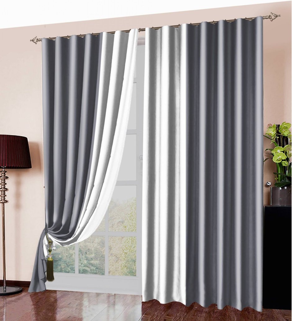 Двойные шторы в гостиную