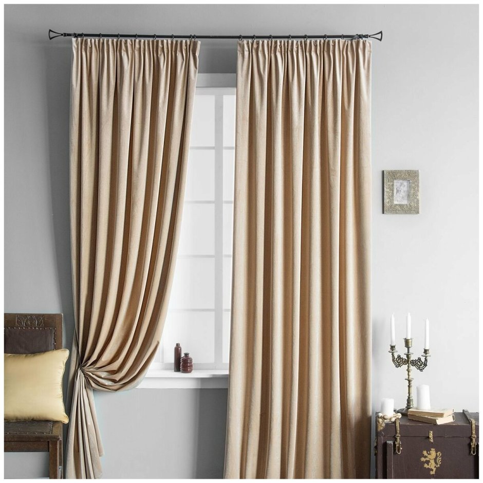 Штора портьерная на люверсах Amore mio вельвет 200х270см коричневая, арт.90544