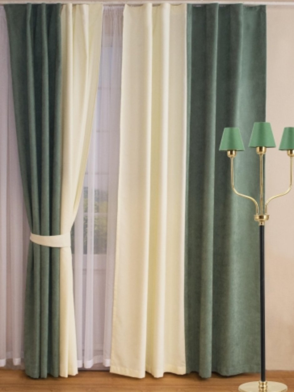 Двухцветные шторы в интерьере