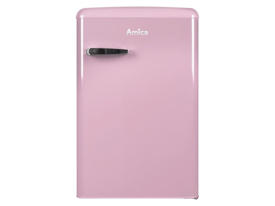 Розовый холодильник