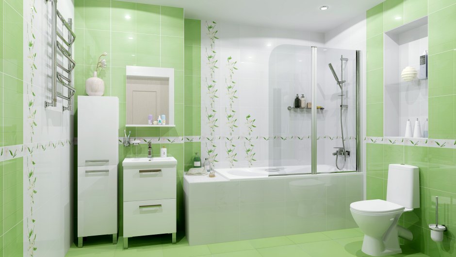 Керамическая плитка зеленая для ванной
