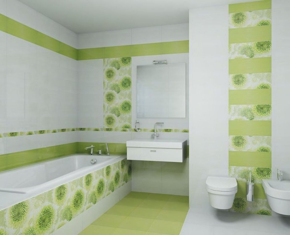 Ванная комната в светло зелёном цвете