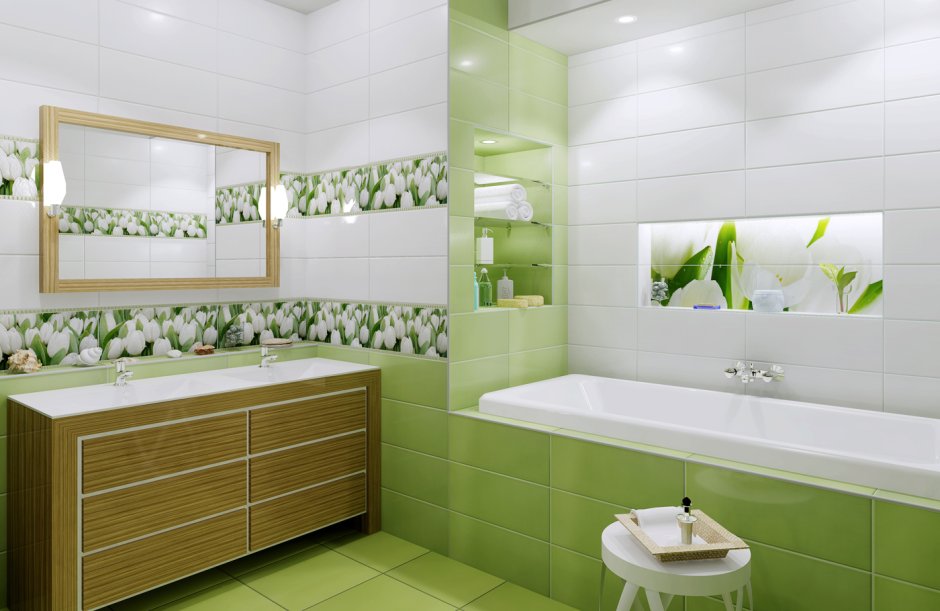 Плитка в ванную зеленая