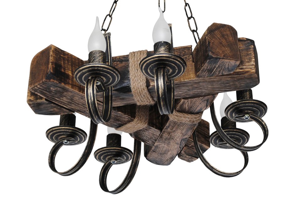 Люстра из брашированной доски