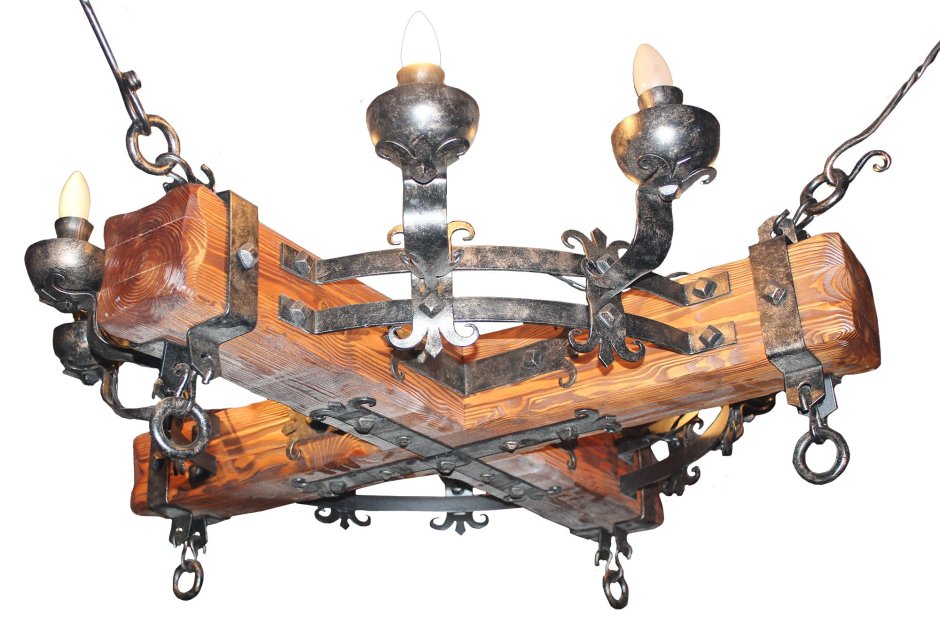 Люстры и светильники из дерева