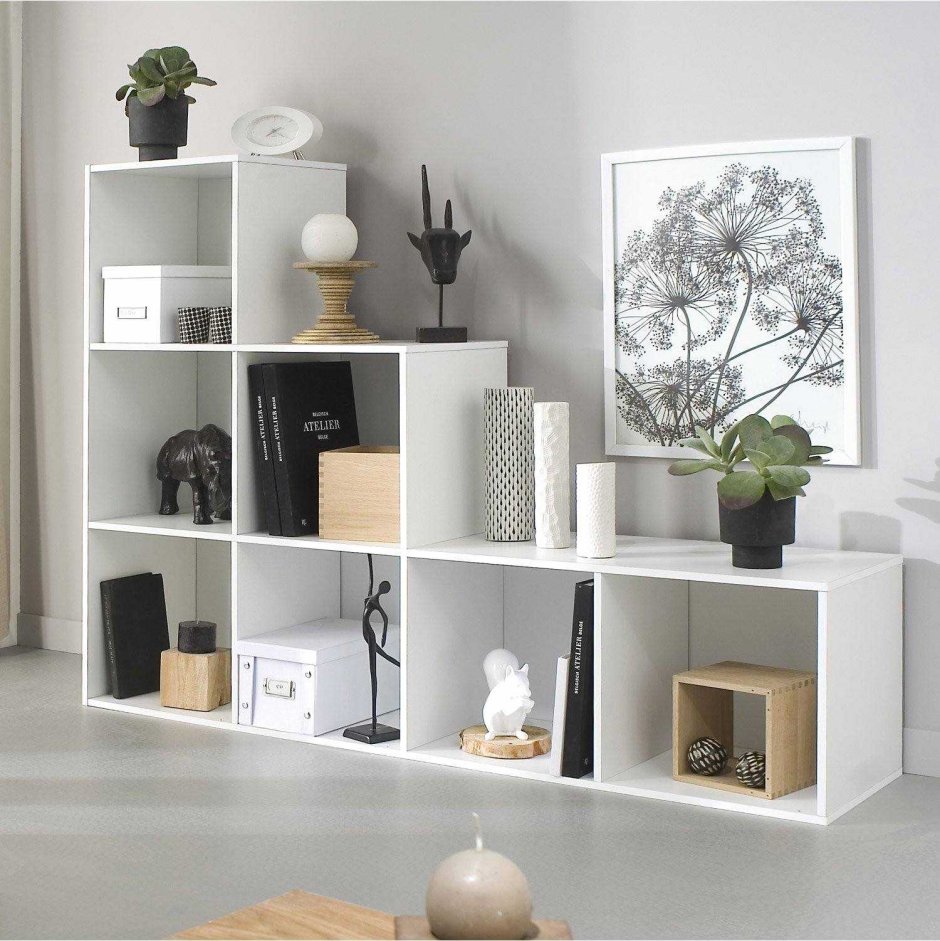 Стеллажи куб из Леруа Мерлен в интерьере