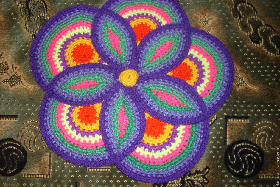 Круглый коврик на табурет крючком