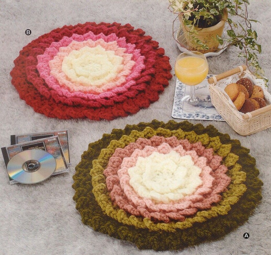 Японские вязаные коврики крючком