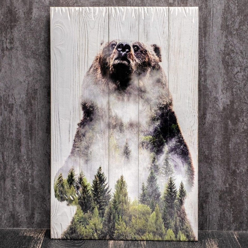 Панно медведь из дерева