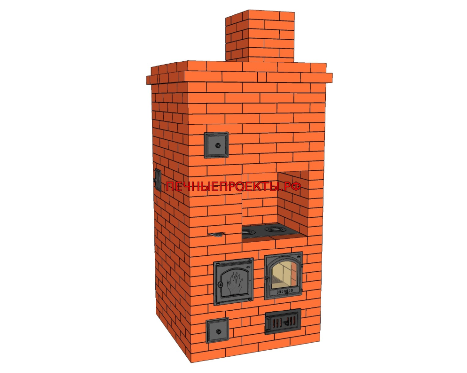 Отопительно-варочная печь 1020х770
