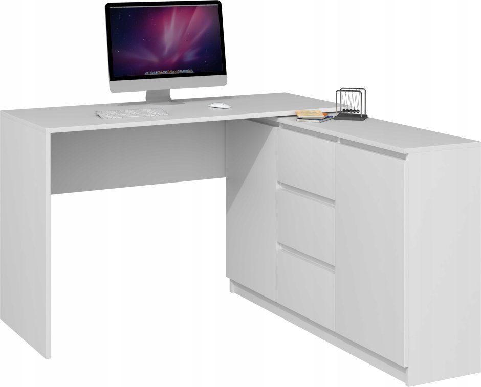 Современный письменный стол угловой белый мат 138 / 110 Tox