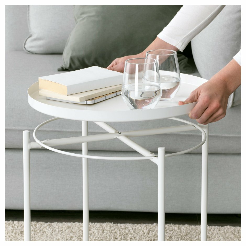 Журнальный столик круглый белый