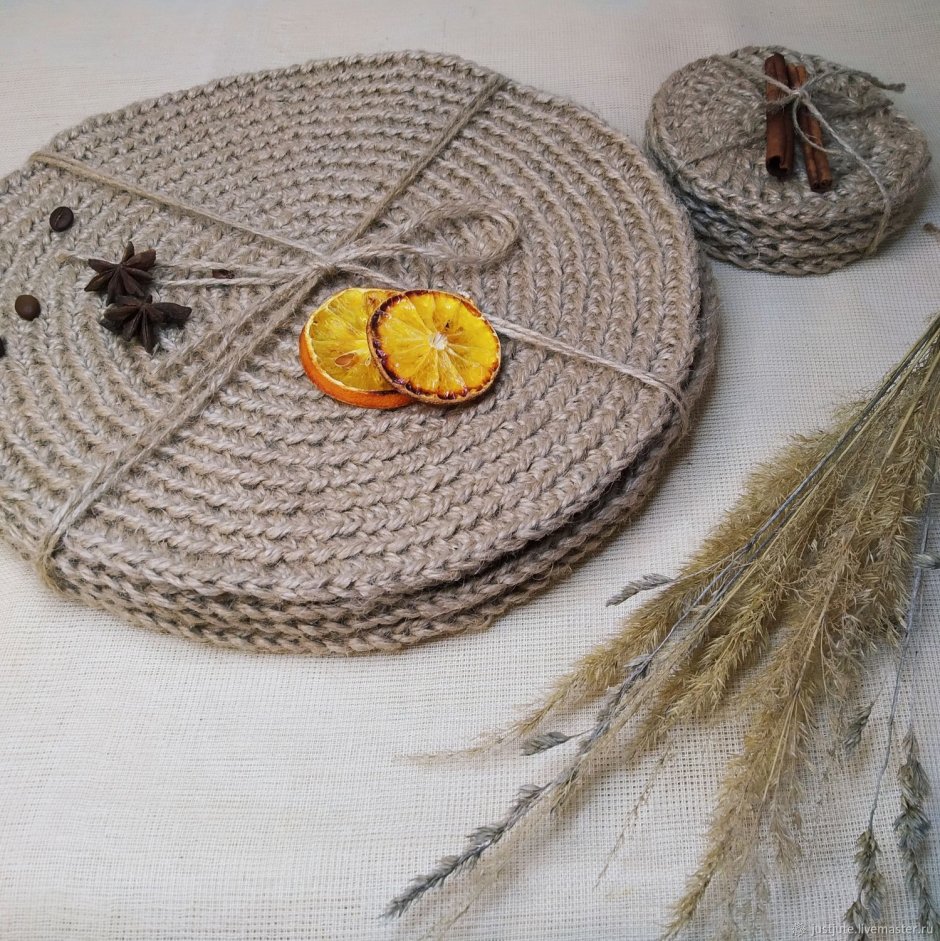 Джутовые подставки под горячее