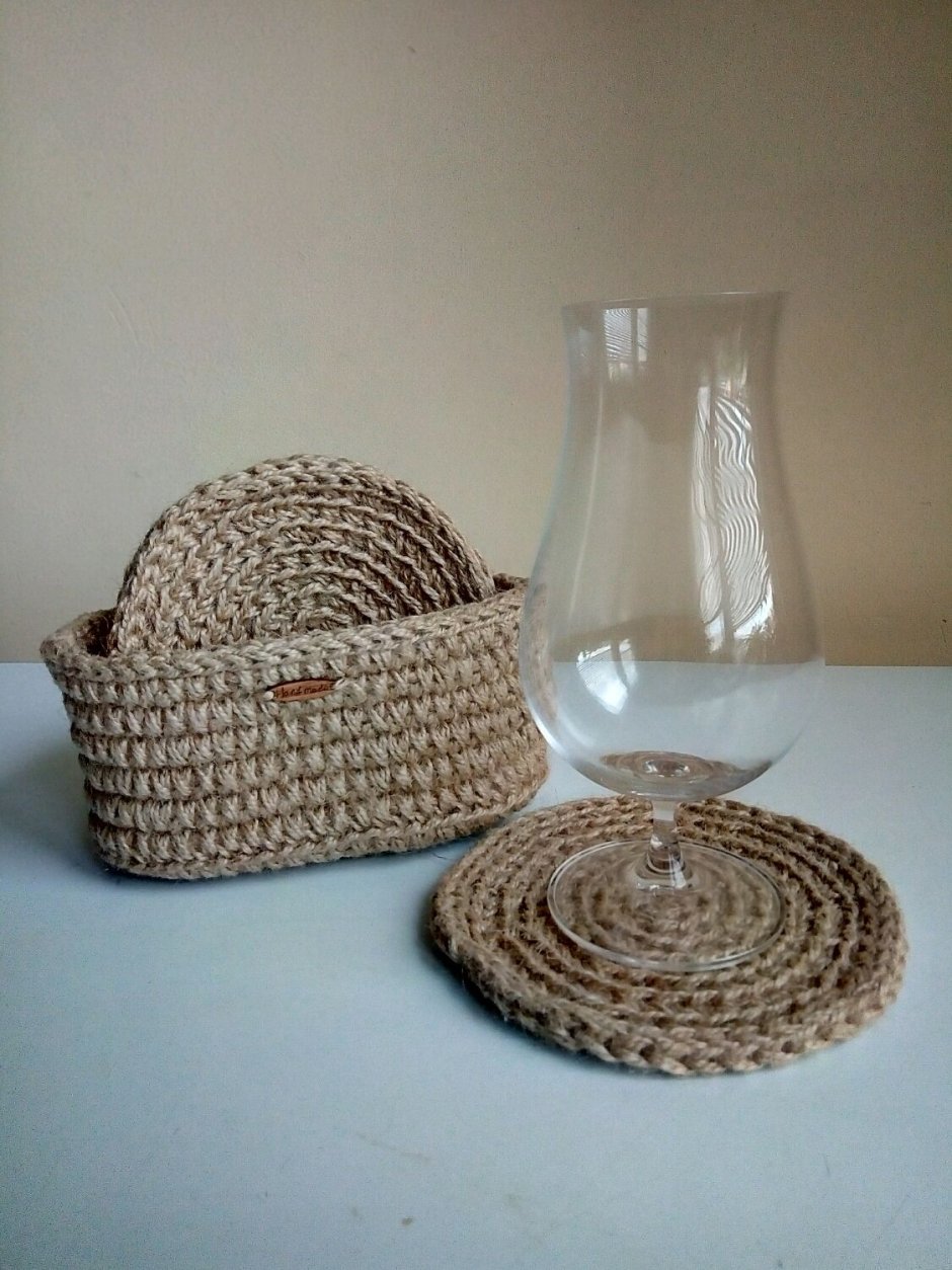 Салфетка из джута крючком