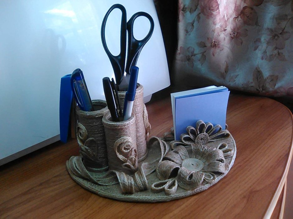 Плетеная подставка из джута