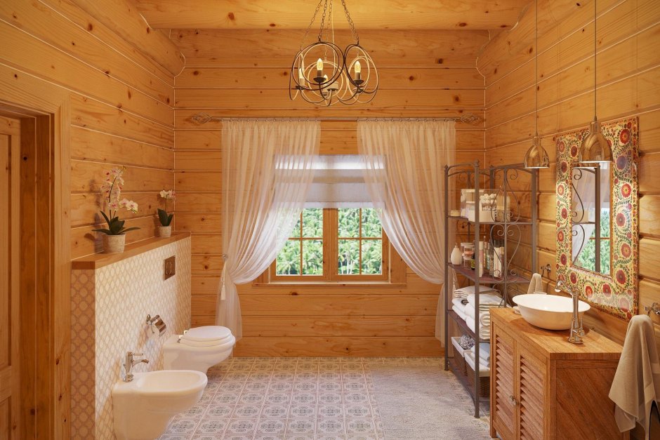 Отделка ванной комнаты в деревянном доме