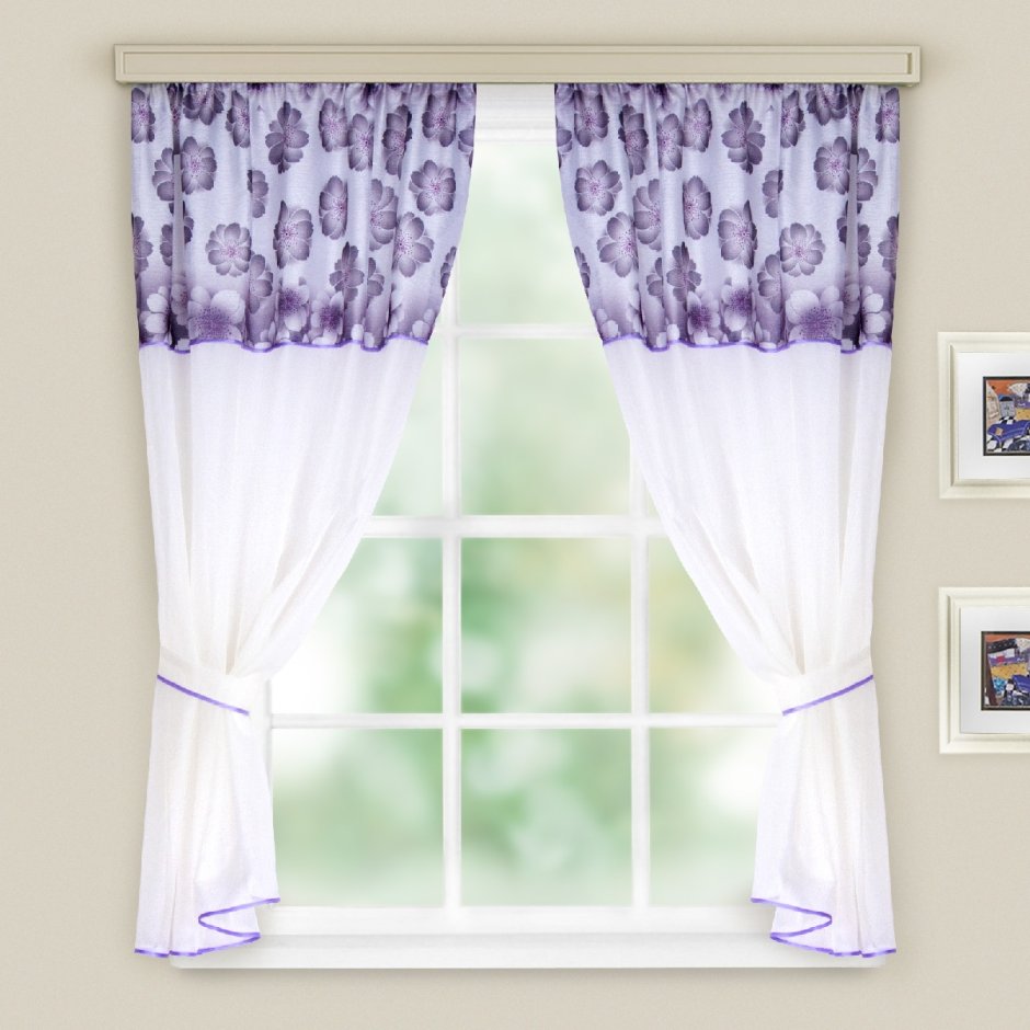 Комплект штор для кухни 250х160см сирень Лидия