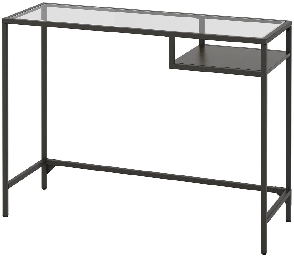 ВИТШЁ стол д/ноутбука, черно-коричневый/стекло100x36 см