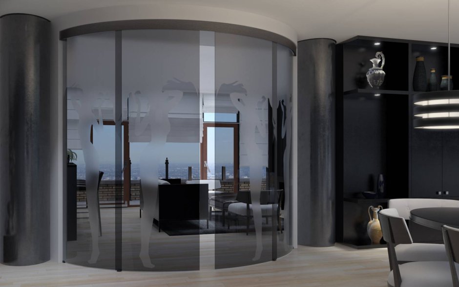 Радиусные цельностеклянные перегородки