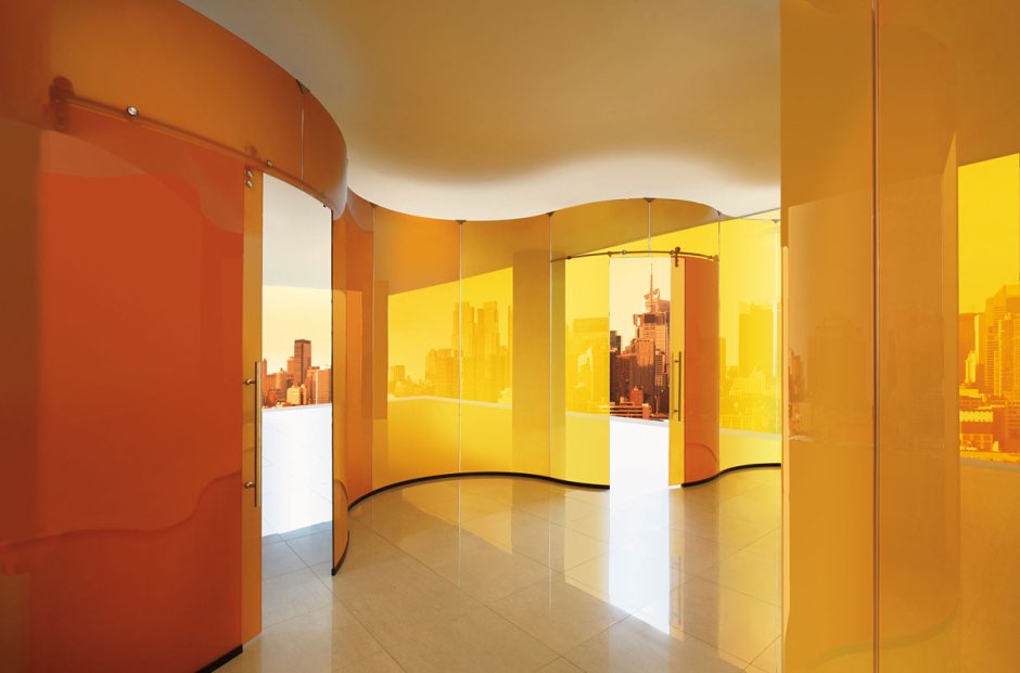 Раздвижная стеклянная перегородка круглая