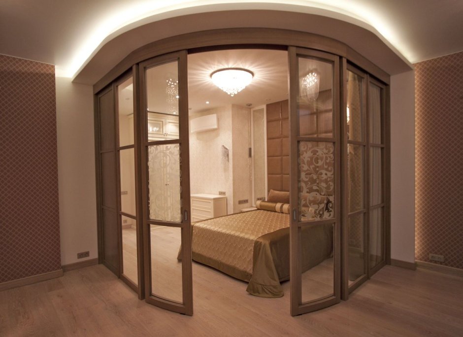 Радиусные перегородки раздвижные