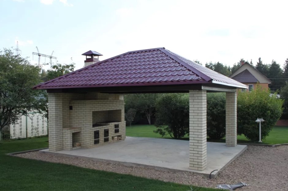 Беседка 3х4 с четырехскатной крышей с мангалом