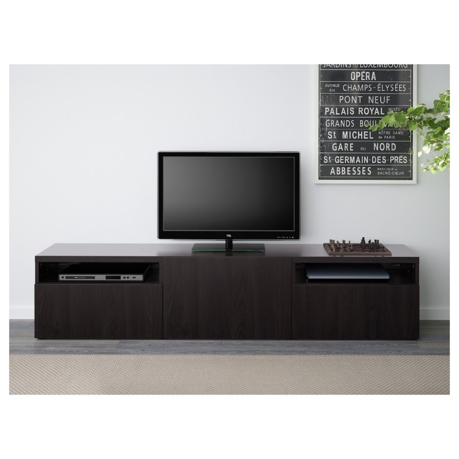 Bestå БЕСТО тумба под ТВ, черно-коричневый180x40x38 см