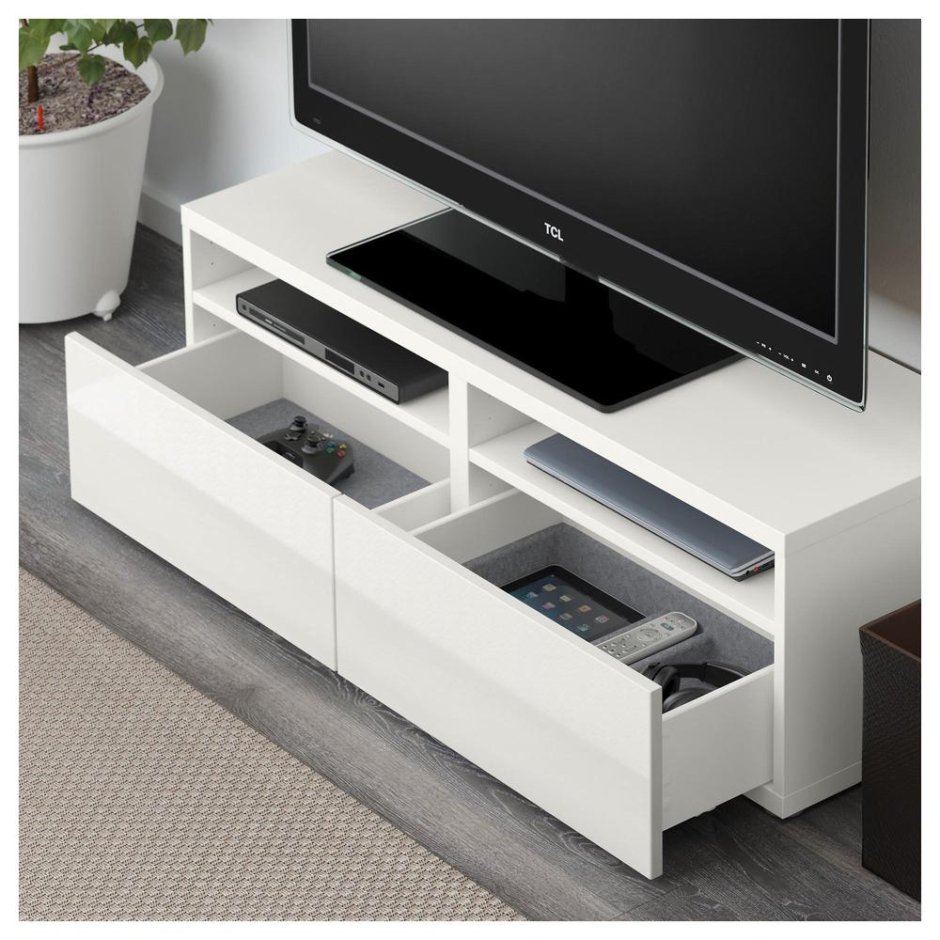 БЕСТО шкаф для ТВ, комбин/стеклян дверцы