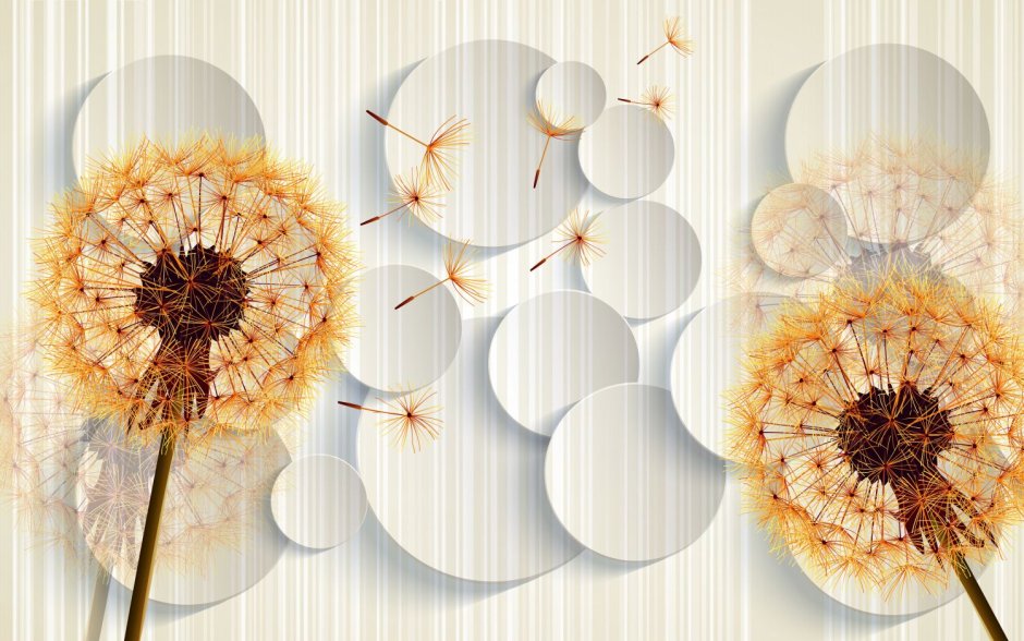 Декор одуванчики в лавандовом цвете