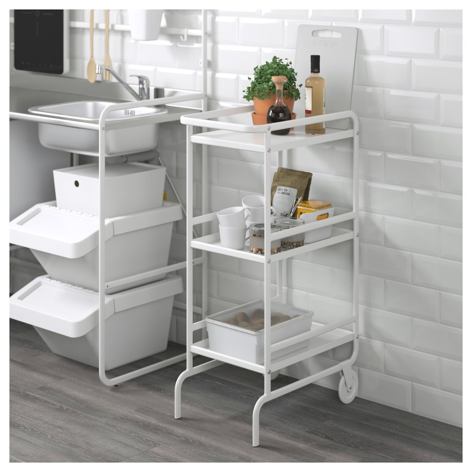 ДРАГГАН тележка, серебристый41x32x75 см