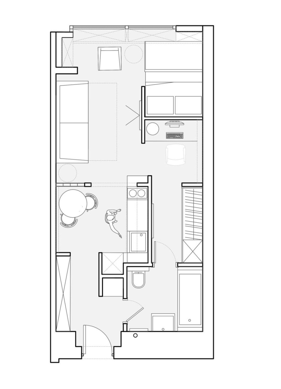 Планировка малогабаритной студии 33 м2